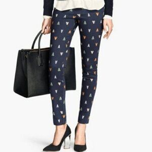 Retro Cigarette Pants in Navy Moth Print - Ankle Length Trousers Size 4